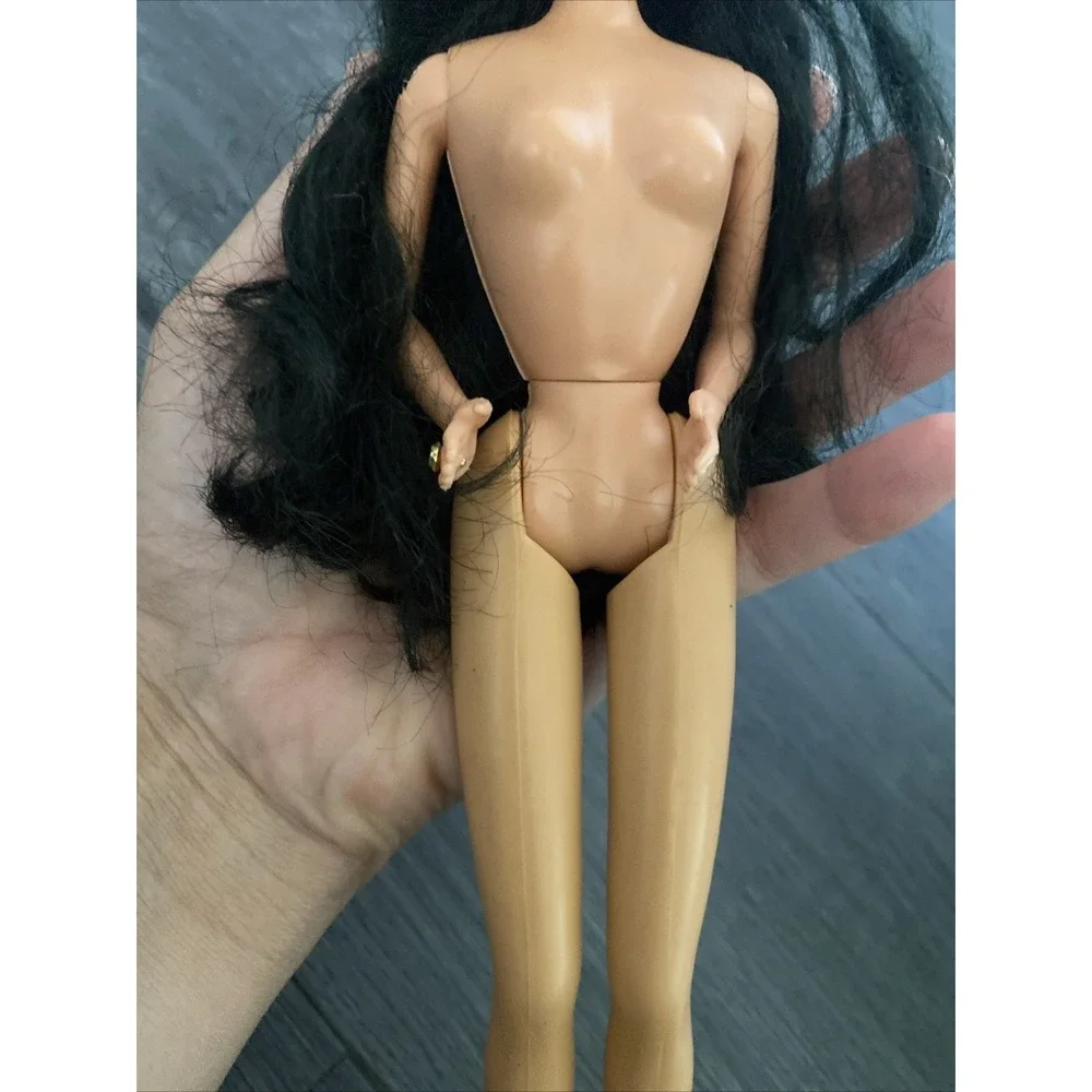 Vintage Barbie PJ / Steffi face mold w Long Raven Black Hair Earrings & Ring!